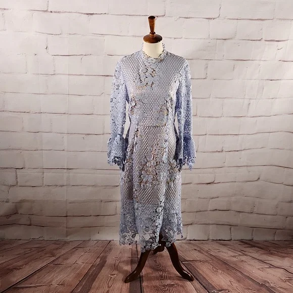 free people blue crochet dress Crochet BLUE Long Dress XL / BLUE main image 1